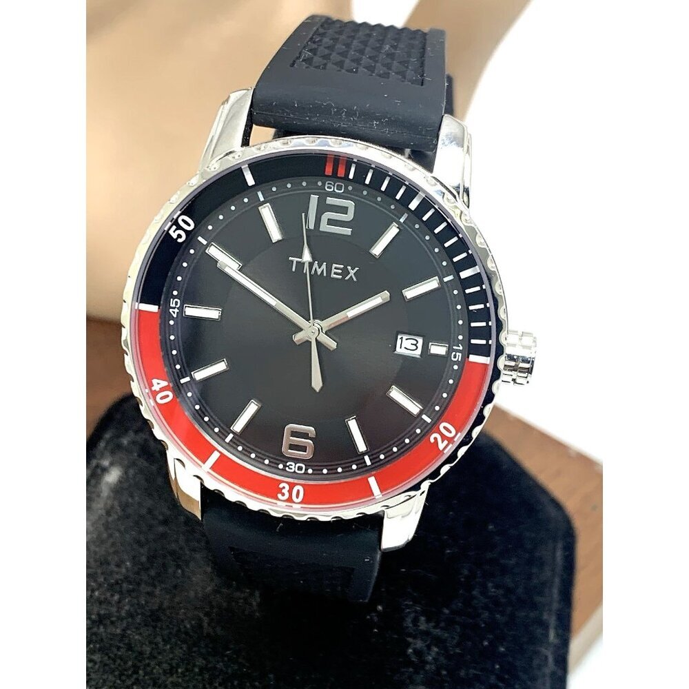 Timex Men's Watch TW2W60600 Quartz Black Dial Date Coke Bezel Rubber Strap 41mm